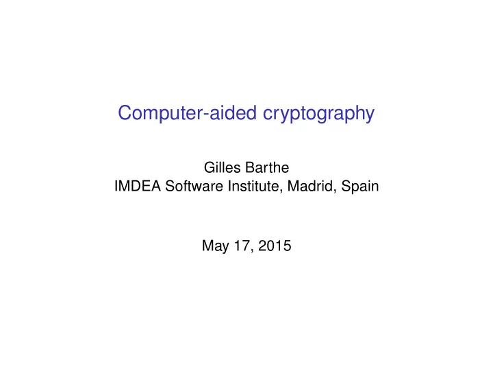 computer aided cryptography