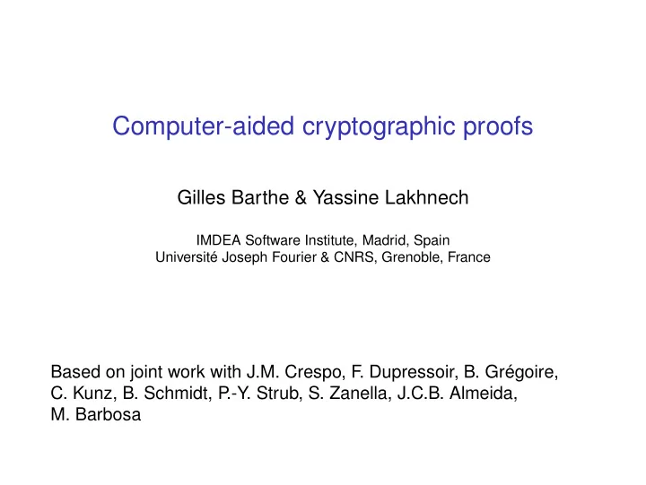 computer aided cryptographic proofs