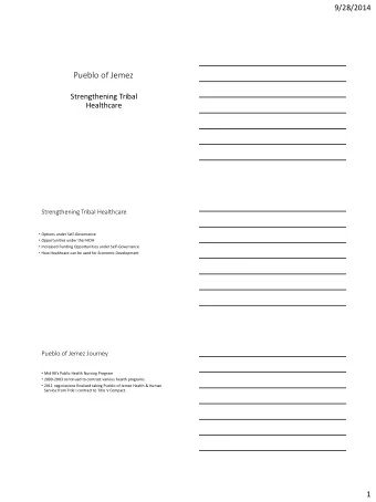 Pueblo of Jemez  Strengthening Tribal  Healthcare  Strengthening Tribal Healthcare  Options