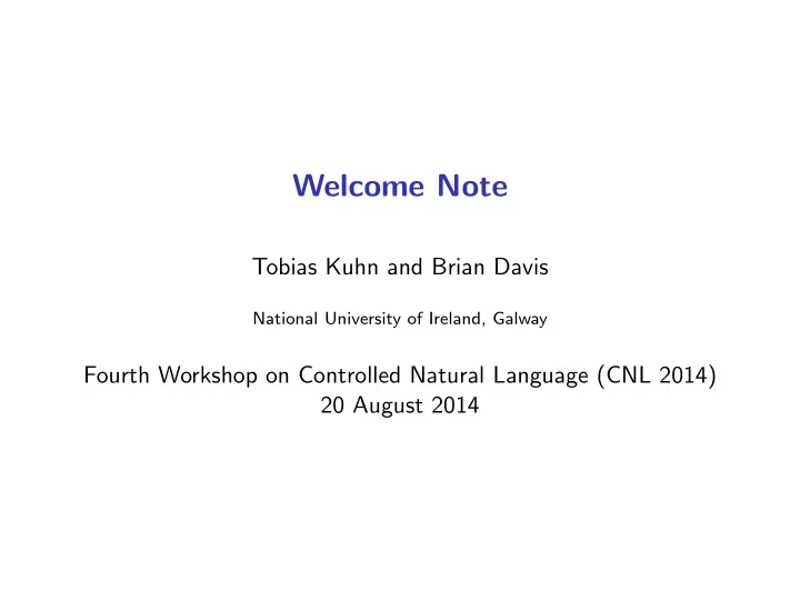 welcome note