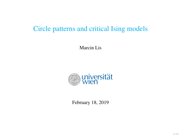 circle patterns and critical ising models