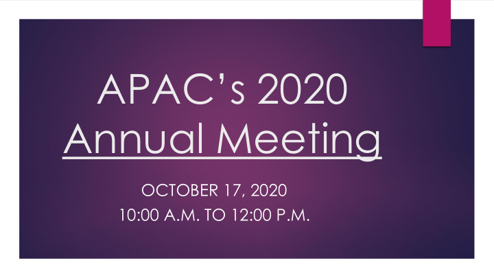 apac s 2020 annual meeting