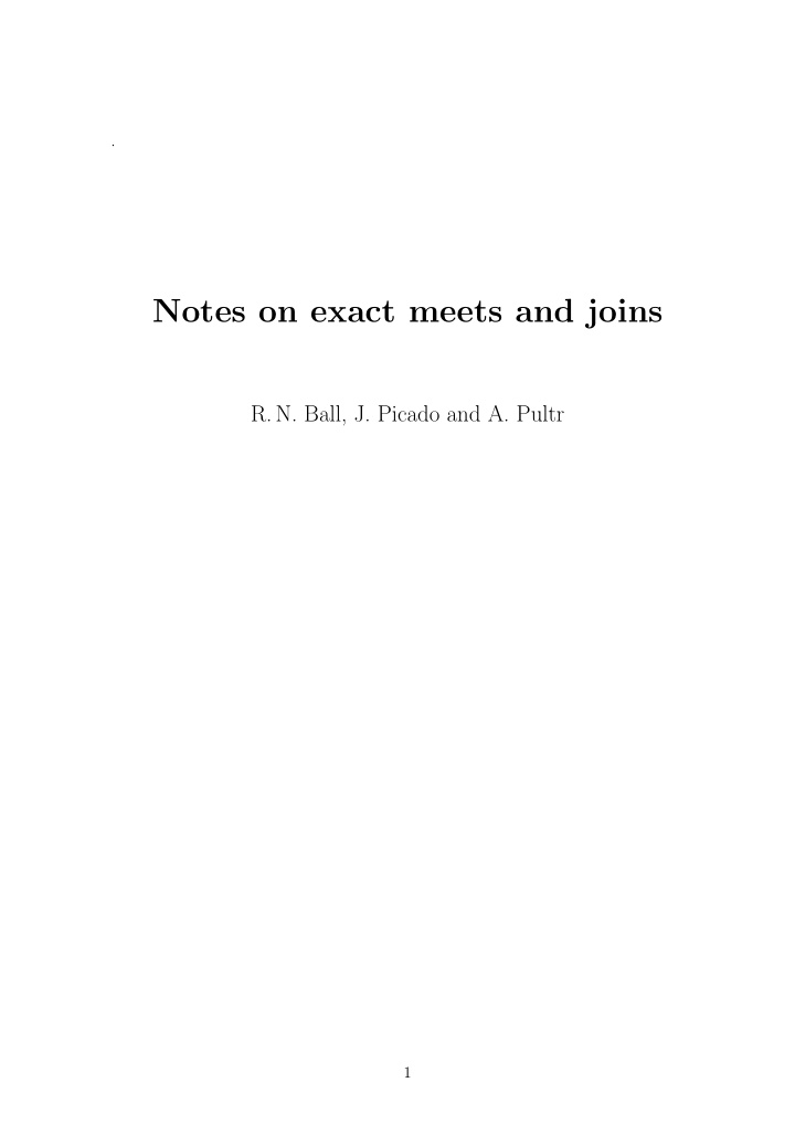 notes on exact meets and joins