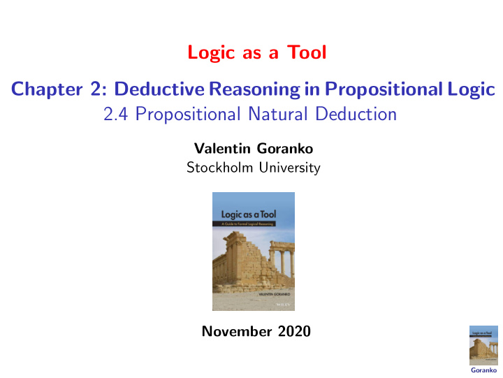 logic as a tool chapter 2 deductive reasoning in