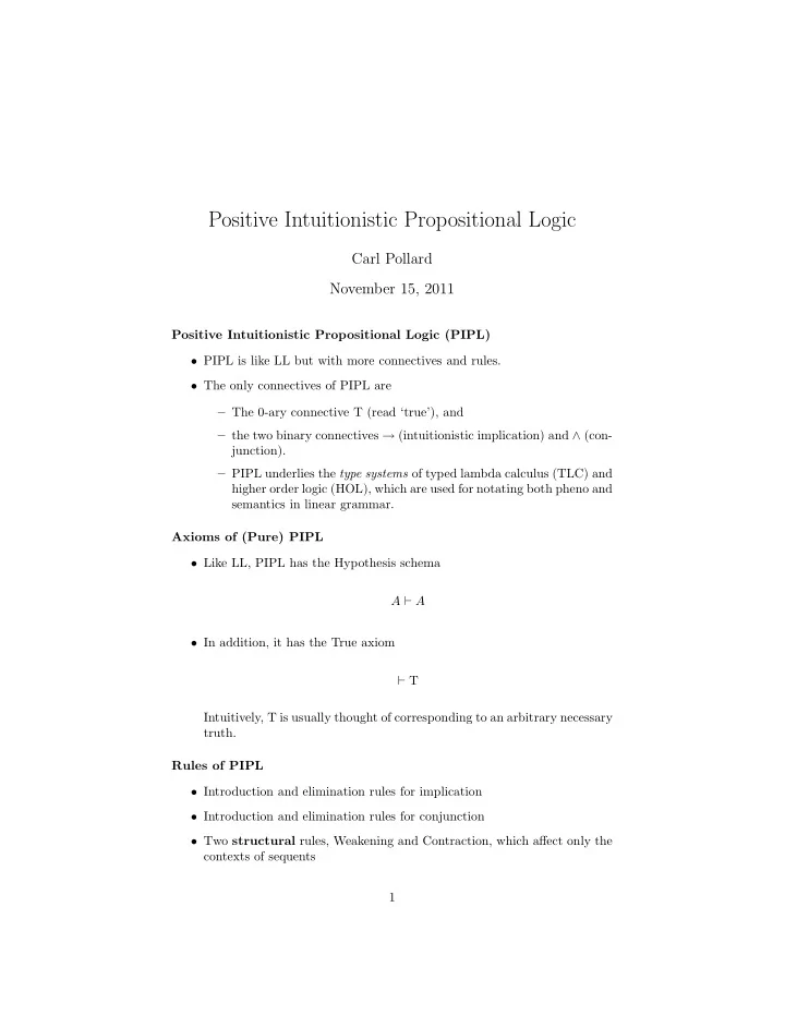 positive intuitionistic propositional logic