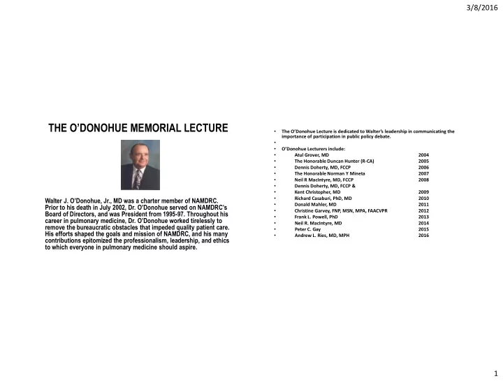 the o donohue memorial lecture
