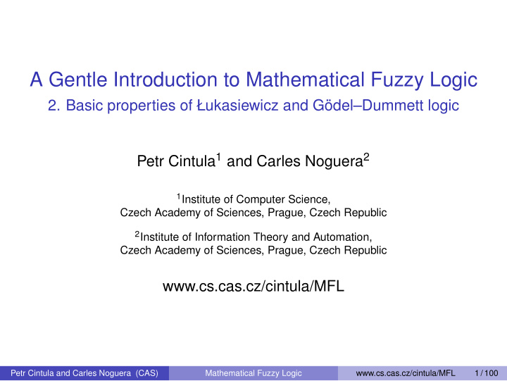 a gentle introduction to mathematical fuzzy logic