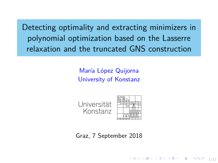 detecting optimality and extracting minimizers in