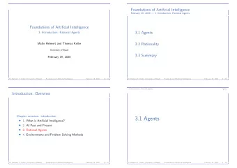 3.1 Agents  1. What is Artificial Intelligence?  2. AI Past and Present  3. Rational