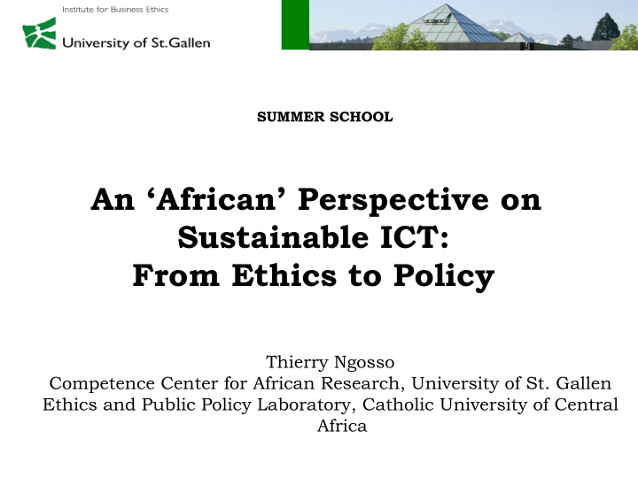 an african perspective on sustainable ict from ethics to