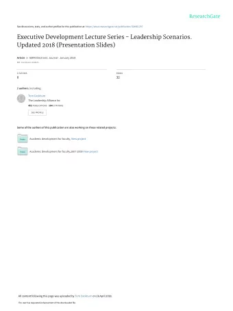 Executive Development Lecture Series - Leadership Scenarios.  Updated 2018 (Presentation Slides)