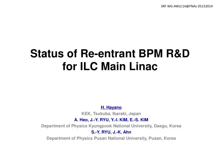 status of re entrant bpm r d