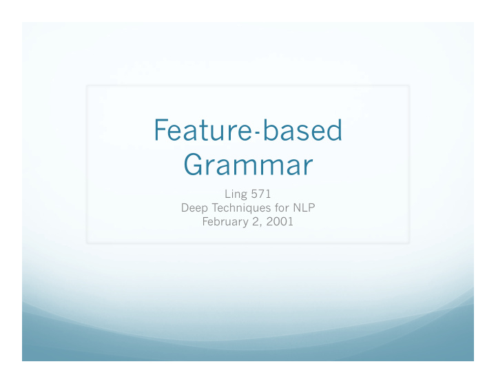 feature based grammar