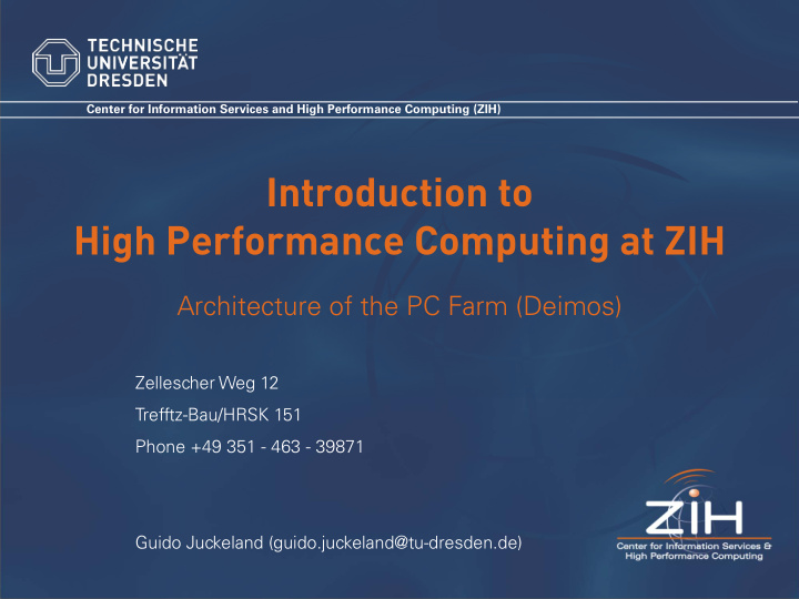 introduction to high performance computing at zih