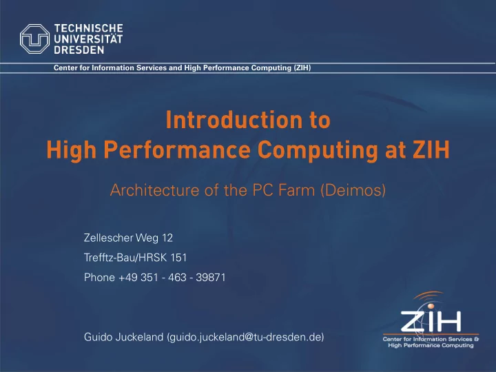 introduction to high performance computing at zih