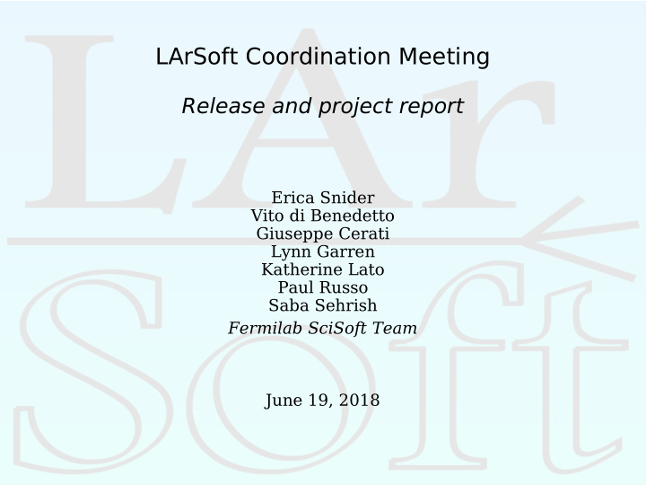larsoft coordination meeting