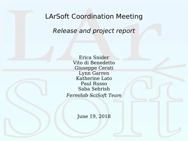 larsoft coordination meeting