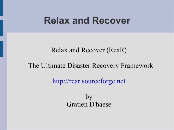 relax and recover