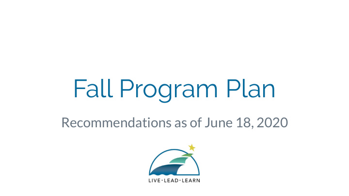 fall program plan