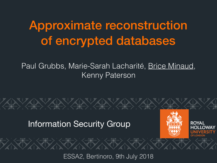 approximate reconstruction of encrypted databases