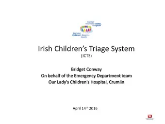 Irish Childrens Triage System  (ICTS)  Bridget Conway  On behalf of the Emergency Department
