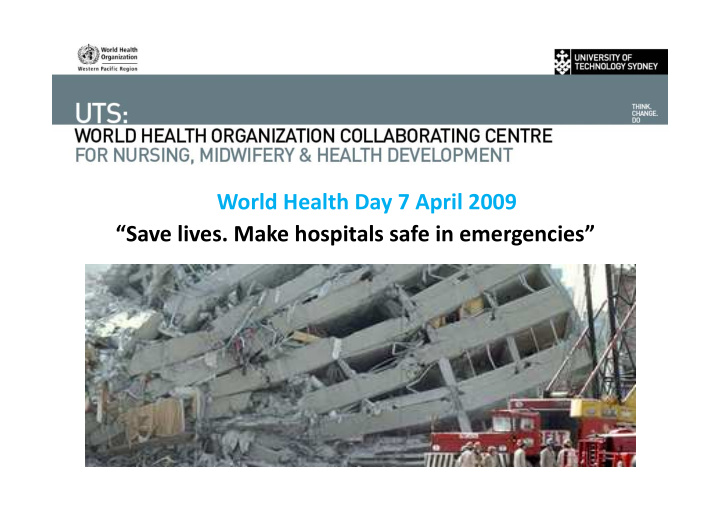 world health day 7 april 2009 save lives make hospitals