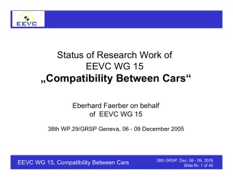 Compatibility Between Cars  Eberhard Faerber on behalf  of  EEVC WG 15  38th WP.29/GRSP