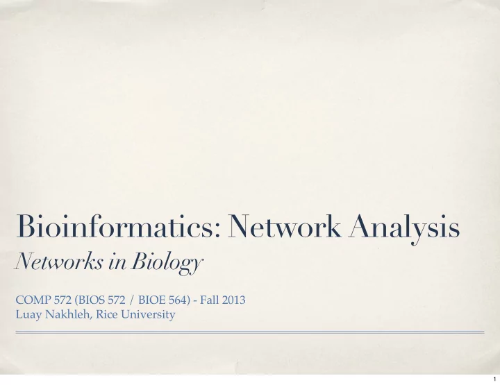 bioinformatics network analysis