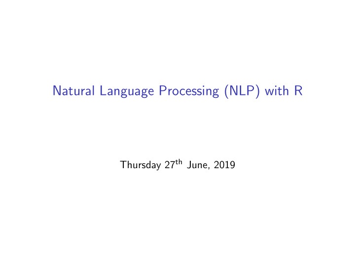 natural language processing nlp with r