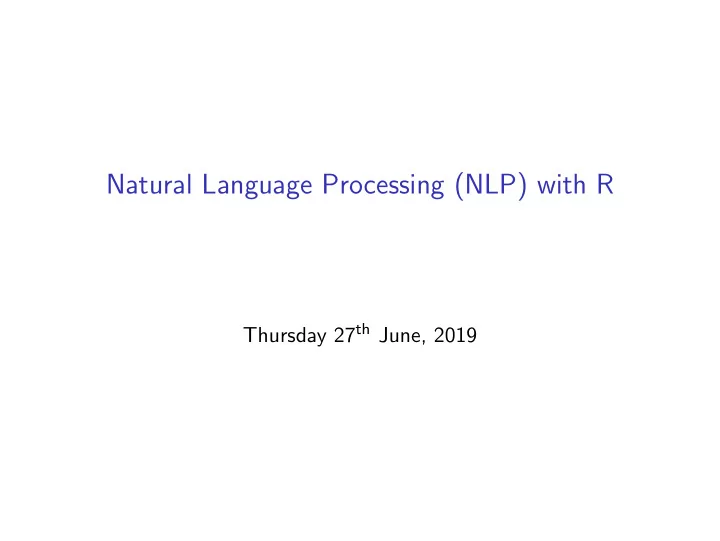 natural language processing nlp with r