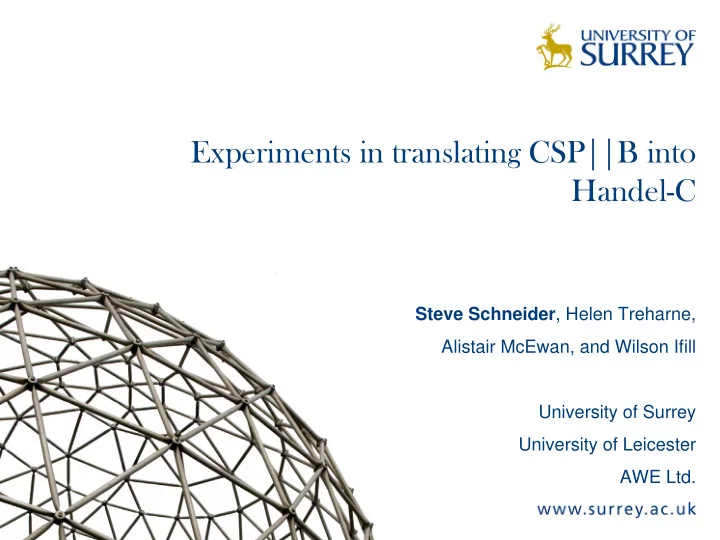 experiments in translating csp b into handel c