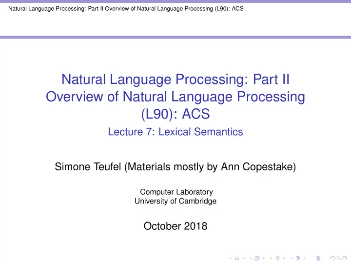 natural language processing part ii overview of natural