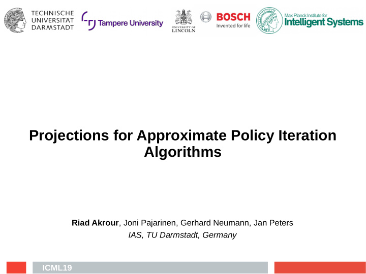 projections for approximate policy iteration algorithms
