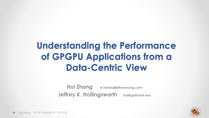 understanding the performance of gpgpu applications from