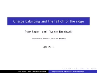 Charge balancing and the fall off of the ridge  Piotr Bo  zek  and  Wojtek Broniowski  Institute