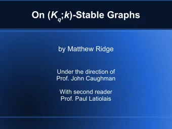 On ( K q ; k )-Stable Graphs  by Matthew Ridge  Under the direction of  Prof. John Caughman  With