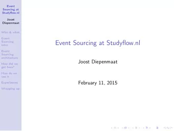 Event Sourcing at Studyflow.nl  Sourcing  intro  Event  Sourcing  architecture  Joost Diepenmaat