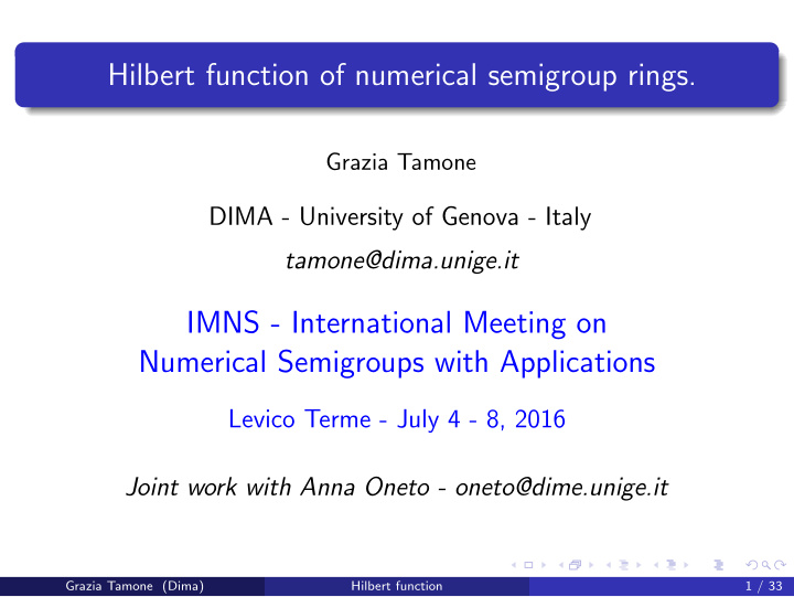 hilbert function of numerical semigroup rings