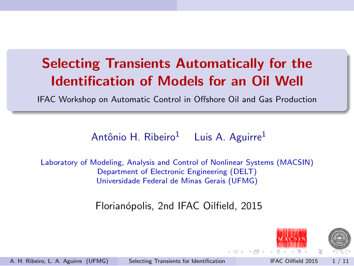 selecting transients automatically for the identification