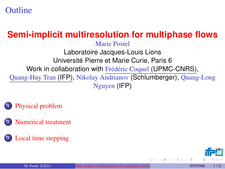 outline semi implicit multiresolution for multiphase flows