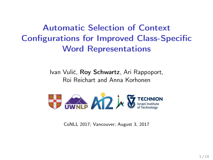 automatic selection of context configurations for