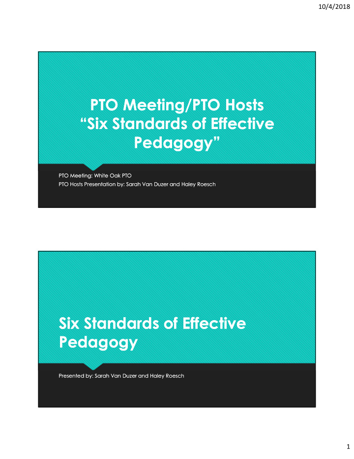 pto meeting pto hosts pto meeting pto hosts six standards