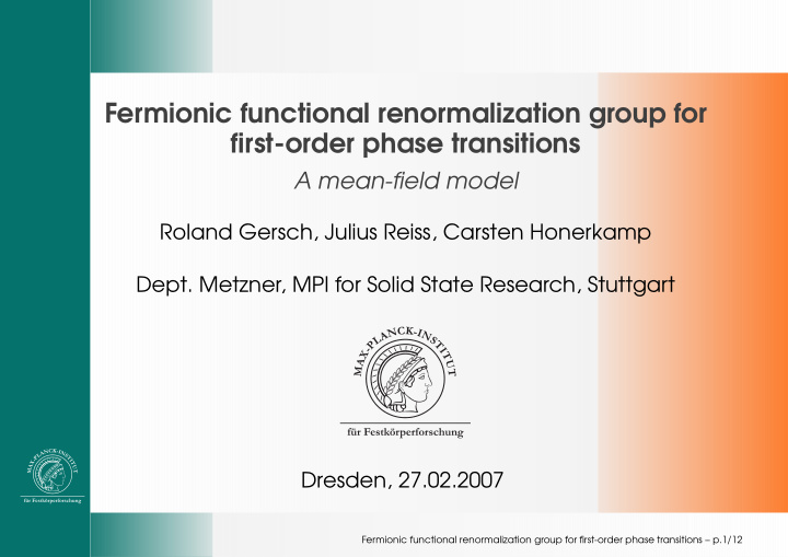 fermionic functional renormalization group for first
