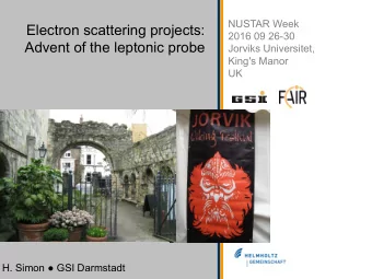 Advent of the leptonic probe  Jorviks Universitet,  King's Manor  UK H. Simon  GSI Darmstadt