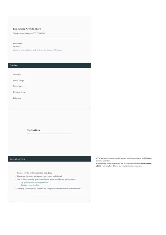 Execution Architecture  Sofware Architecture VO (706.706)  Roman Kern  Version 2.1.3  Institute for