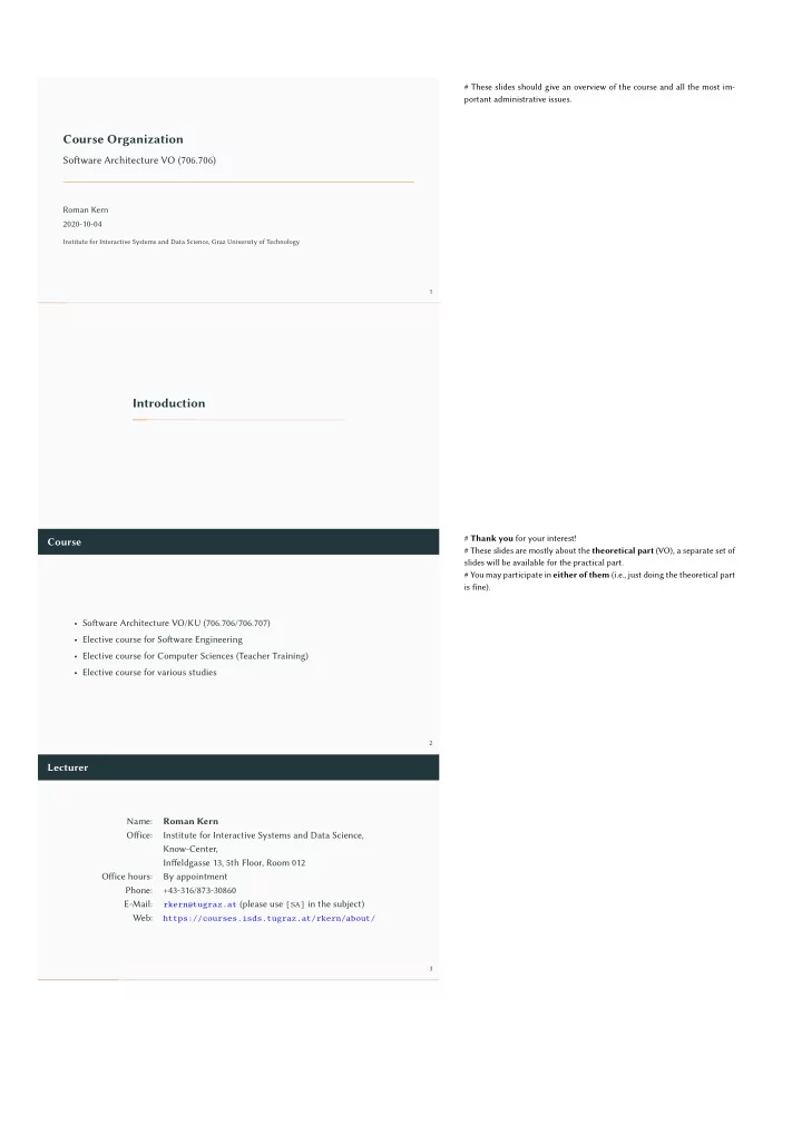 course organization