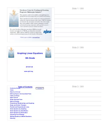 Slide 1 / 309  Slide 2 / 309  Graphing Linear Equations  8th Grade  2015-01-26  www.njctl.org