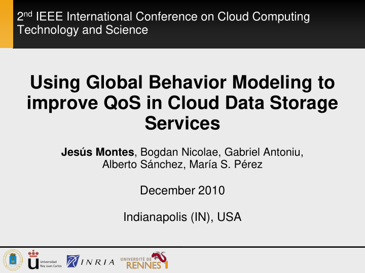 using global behavior modeling to improve qos in cloud