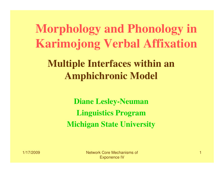 morphology and phonology in karimojong verbal affixation