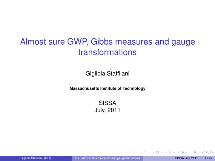 almost sure gwp gibbs measures and gauge transformations